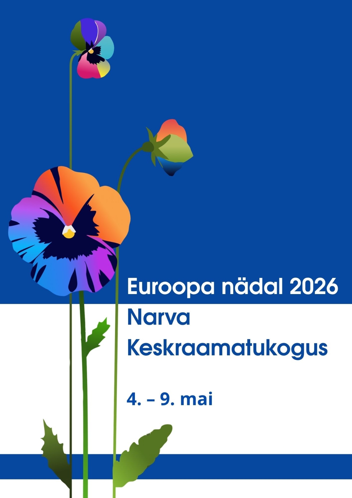 Ürituse plakat, mille keskmes Euroopa päeva logoks olev skemaatiline mitmevärviline lill koos ürituse pealkirjaga